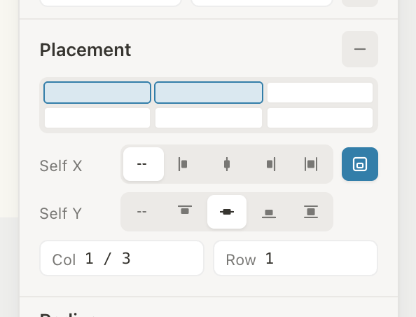 The same rows switched to Self X/Self Y with a dashed auto segment and the scope toggle lit